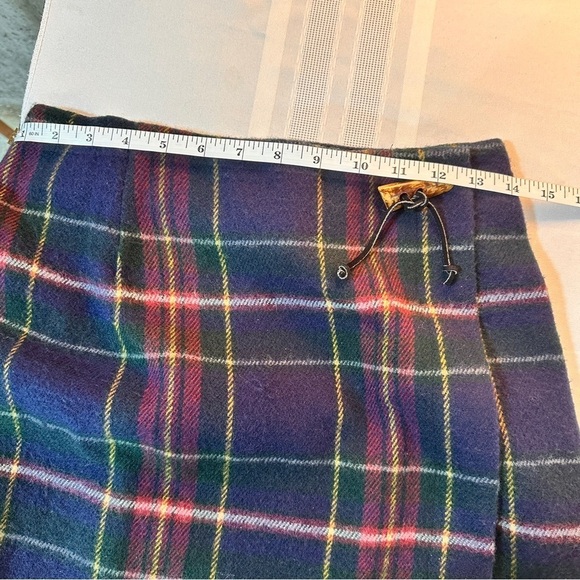 Vintage Y2K 90’s Womens plaid Skirt size Small Blue wool Tartan Pleated Wrap - Picture 8 of 9